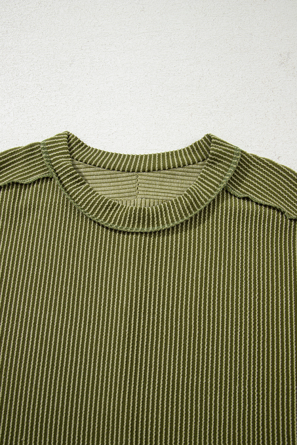 Textured Knit Exposed Stitching T-shirt