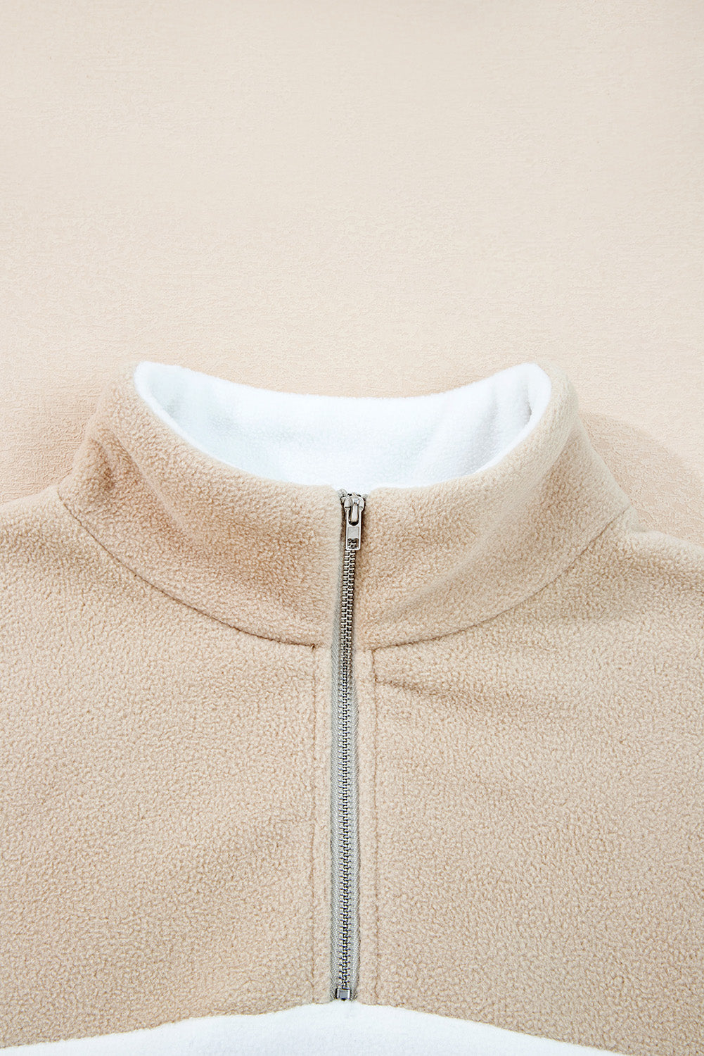 Fleece Colorblock Patchwork Zipped Neck Pullover Sweatshirt
