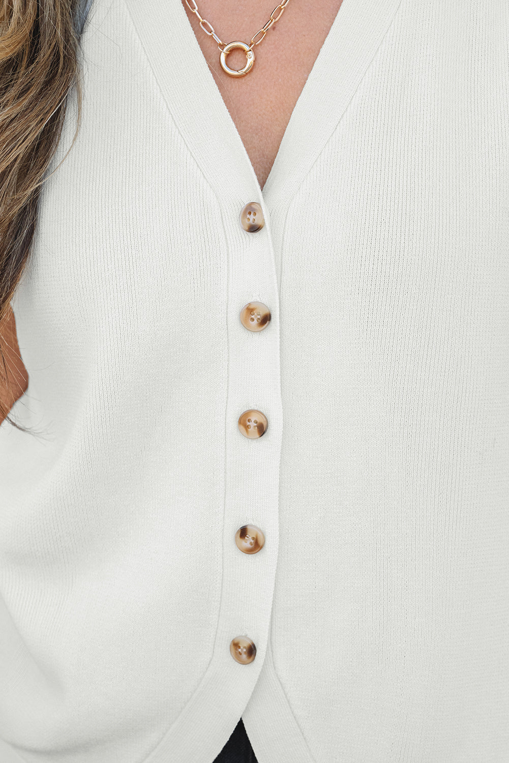 V Neck Buttoned Sweater Vest