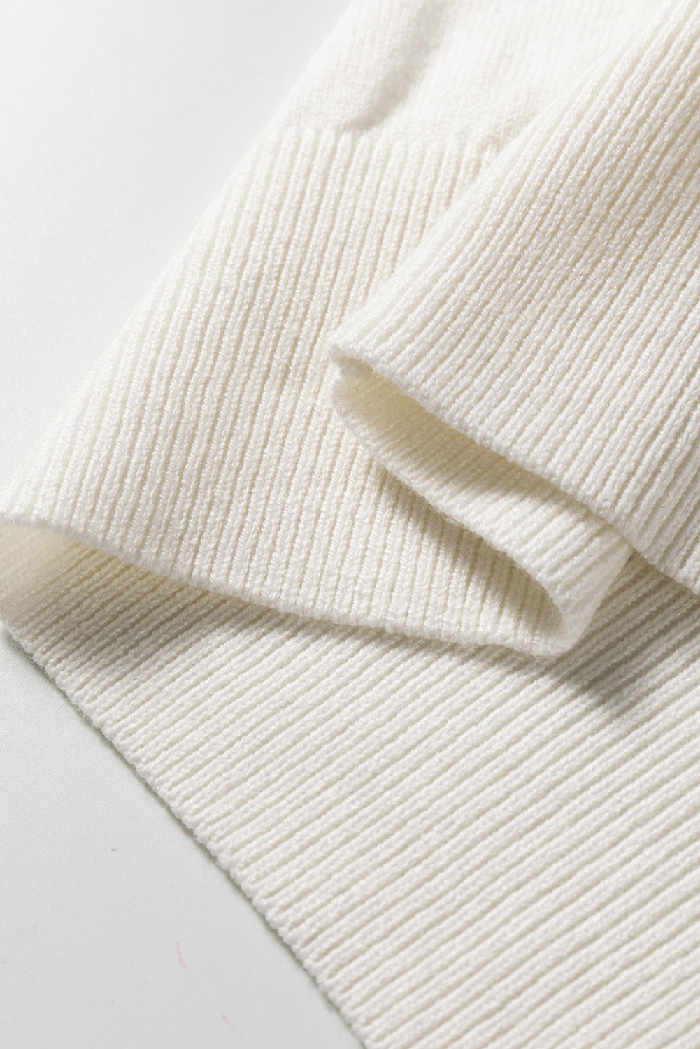 Button Split Cuffs Round Neck Slim Sweater