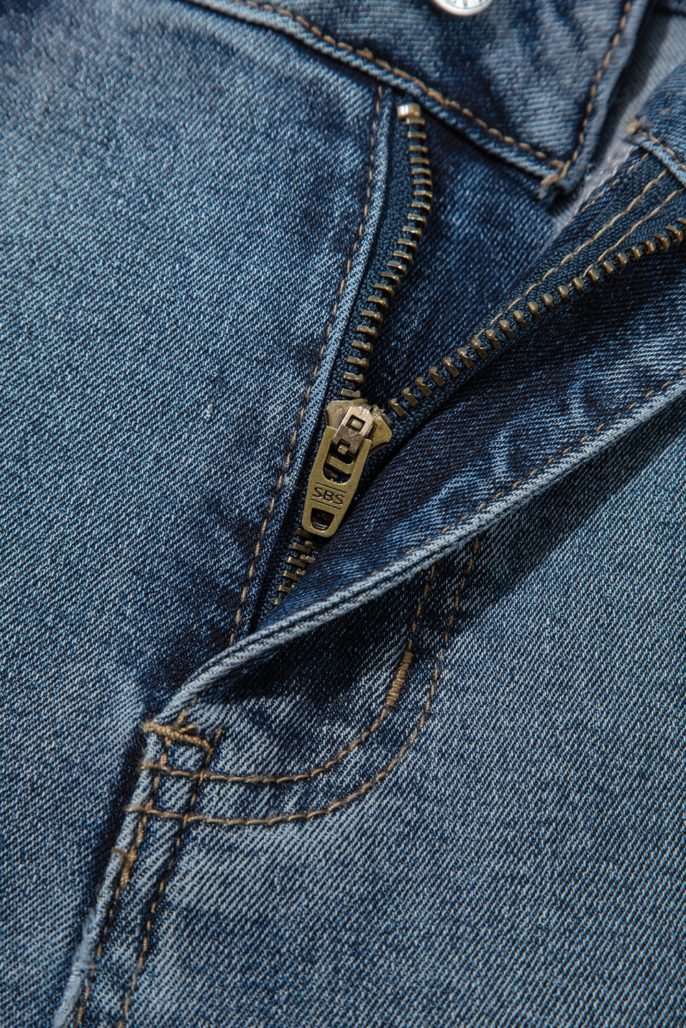 Slightly Distressed Ankle-length Straight Jeans
