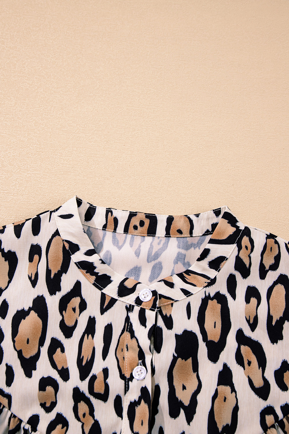 Oversized Leopard Print Balloon Sleeve Casual Shirt