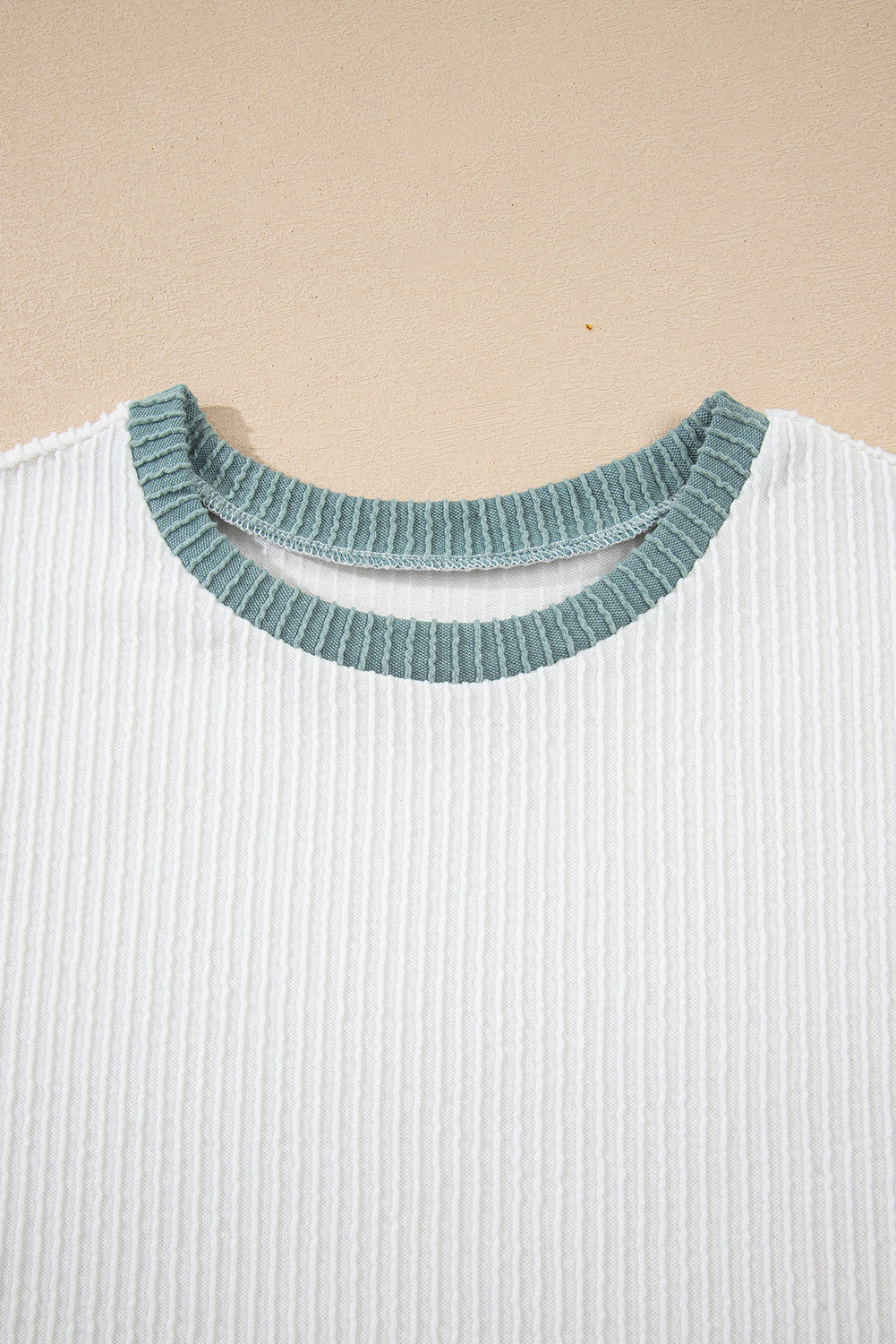 Color Block Corded Knit Crew Neck Tee
