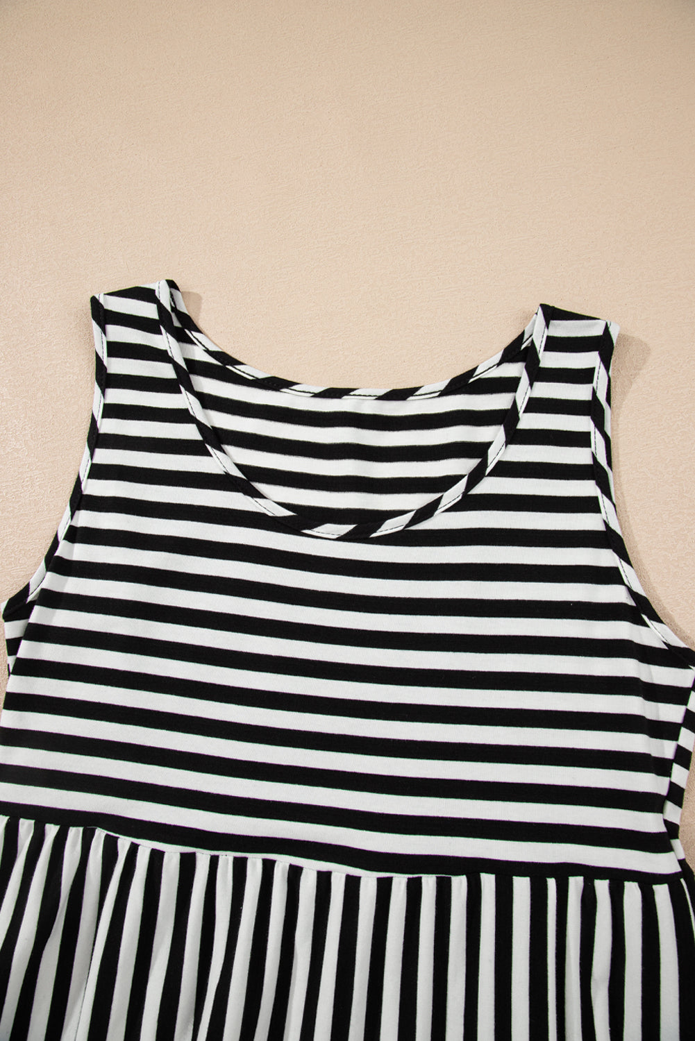 Stripe U Neck Sleeveless Loose Fit Mini Dress