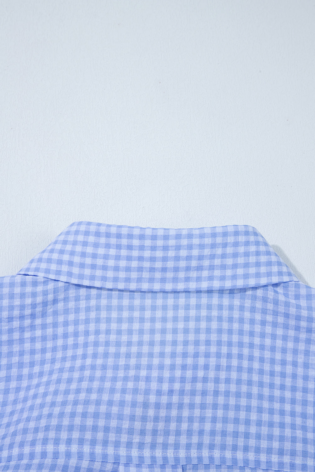 Gingham Short Puff Sleeve Button Up Shirt