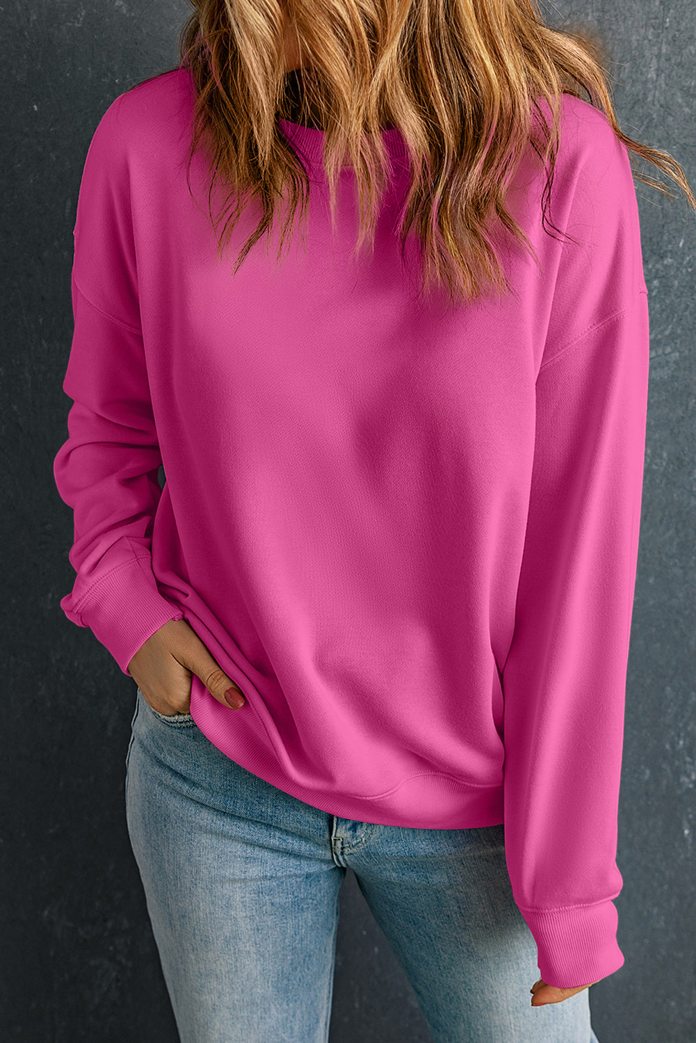 Solid Classic Crewneck Pullover Sweatshirt