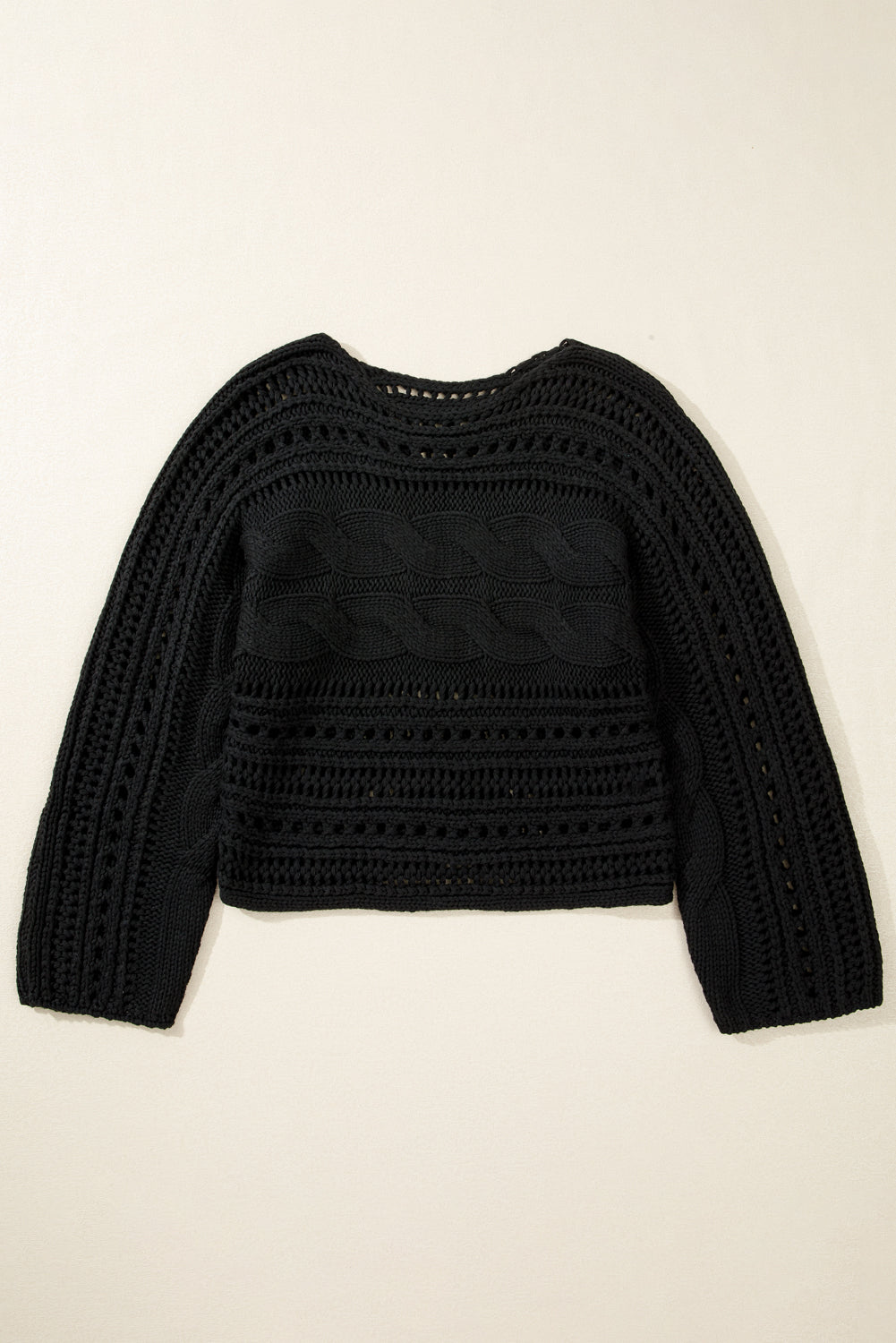 Hollow-out Cable Knit Cropped Sweater