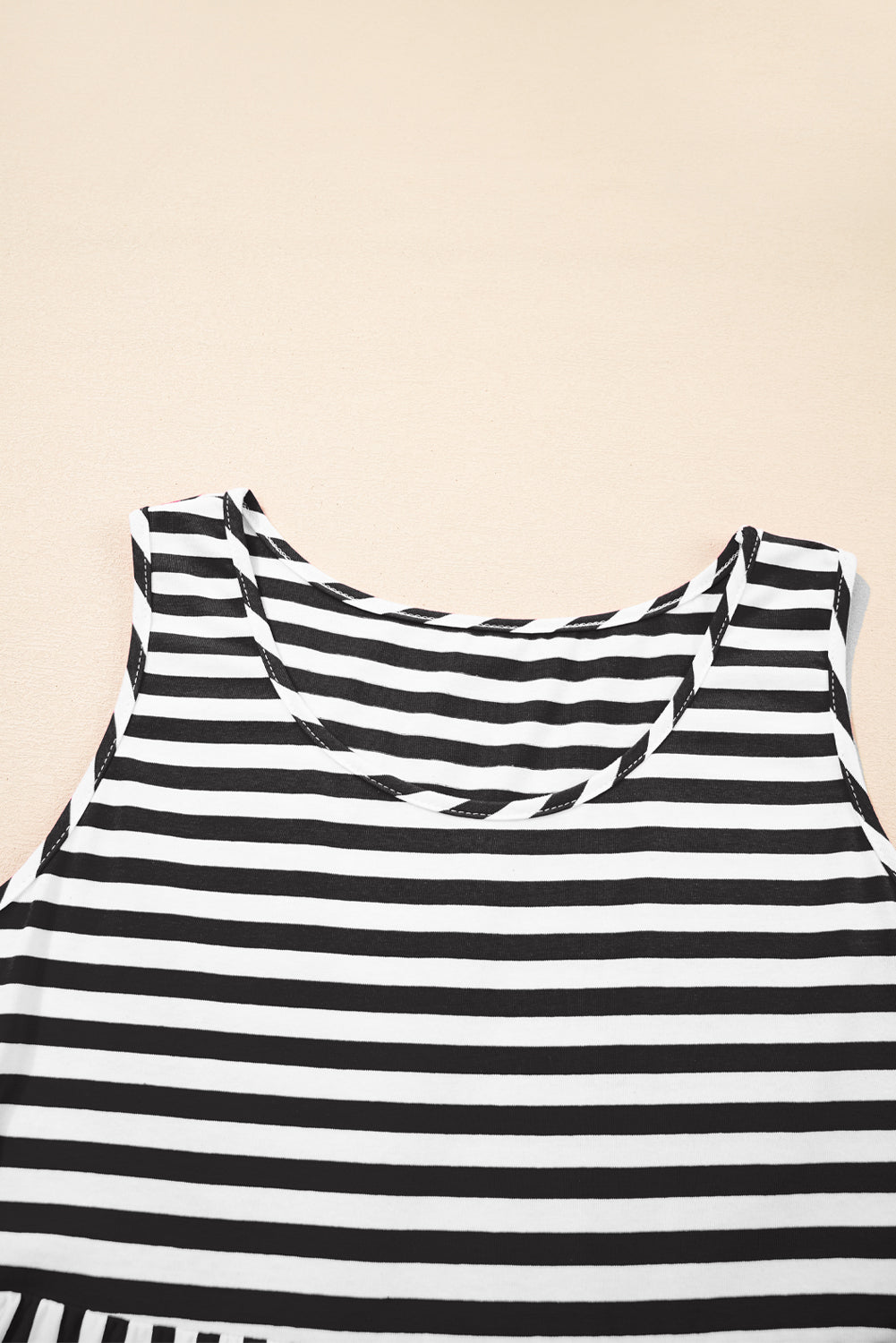Stripe U Neck Sleeveless Loose Fit Mini Dress