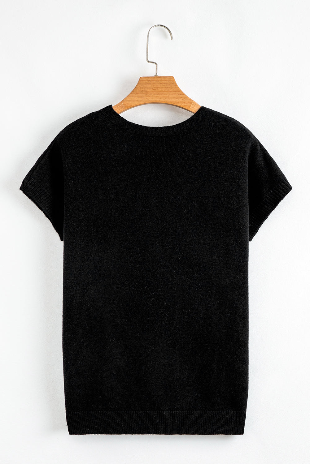 Bow Pattern Knit Short Sleeve Sweater