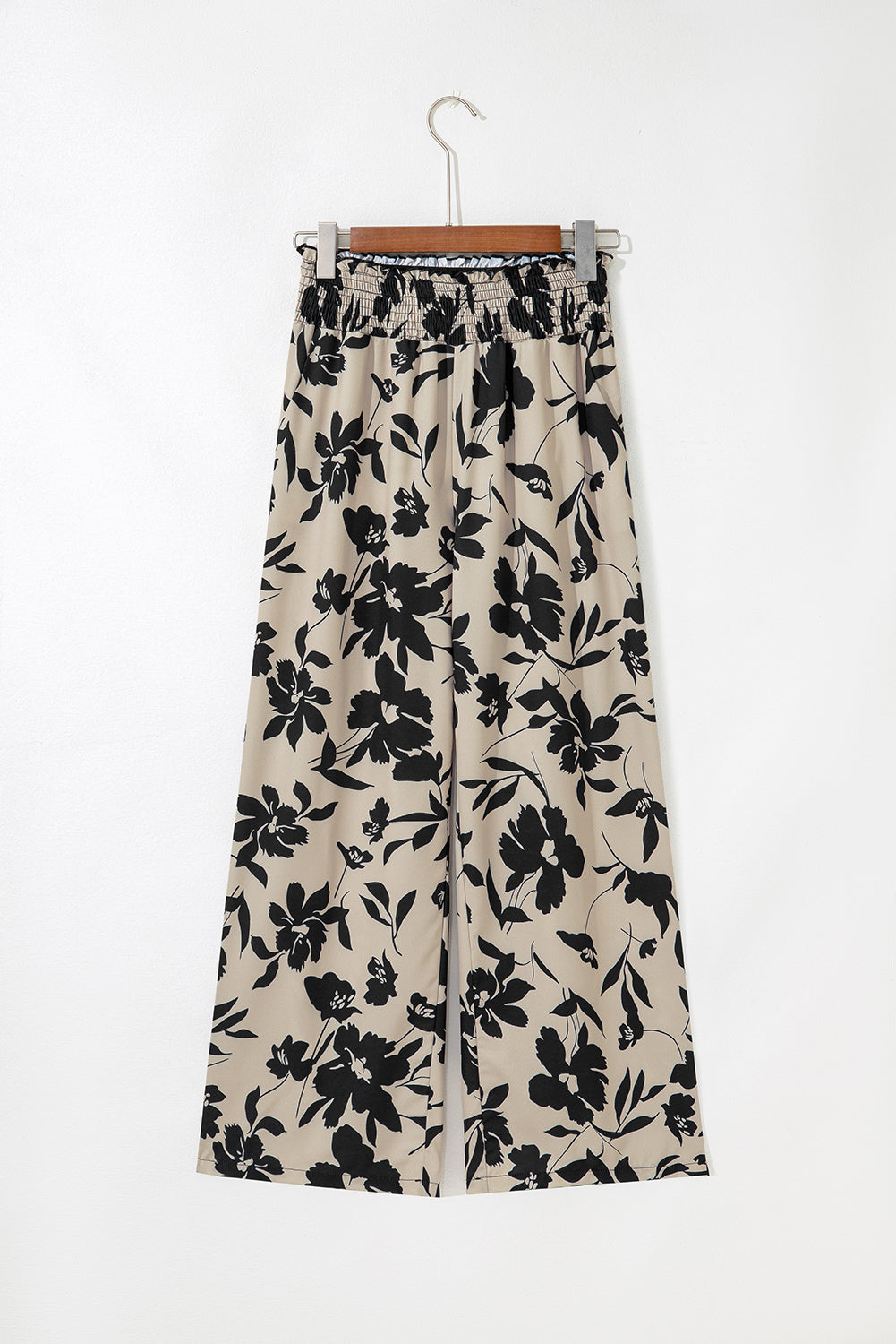 Floral Print Smocked High Waist Wide Leg Pants