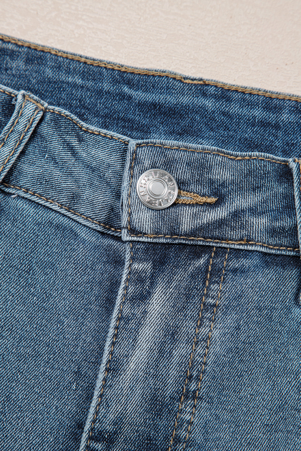 Slightly Distressed Ankle-length Straight Jeans