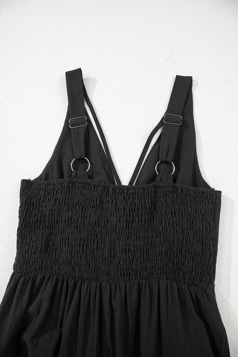 Front Cut Out Smocked Back Sleeveless Wide Leg Jumpsuit
