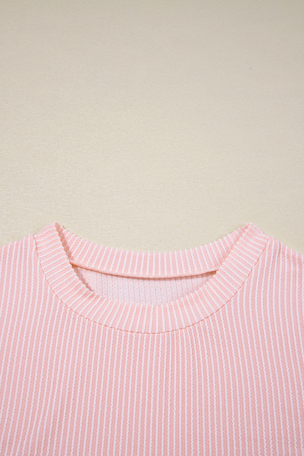 Corded Knit Color Block Pocketed Crew Neck T Shirt