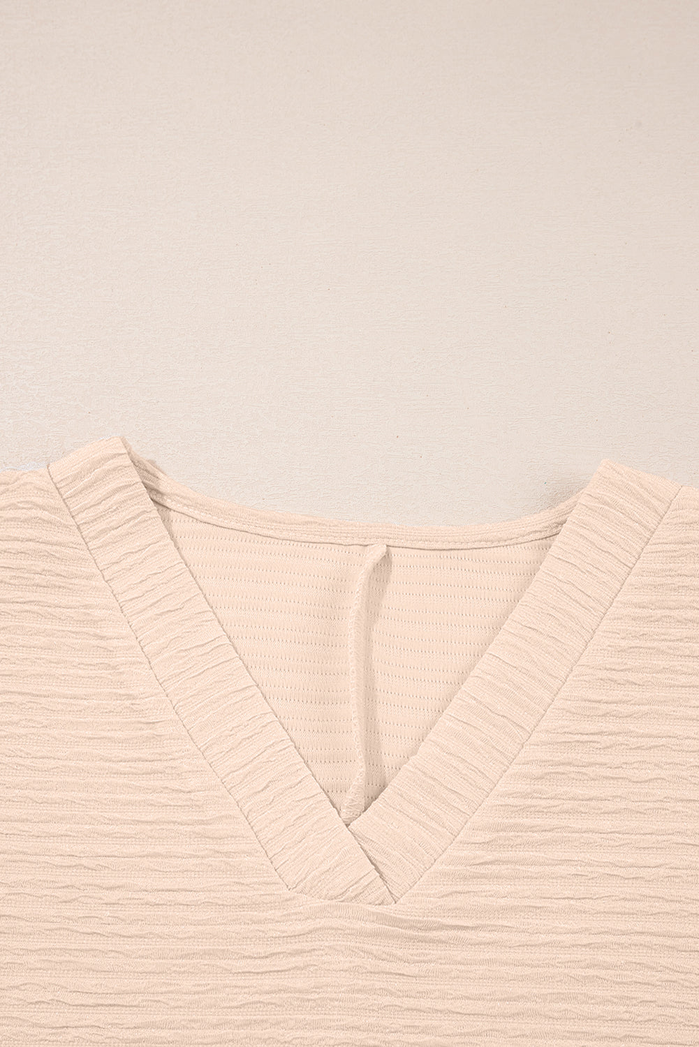 Textured V Neck T Shirt and Shorts Set