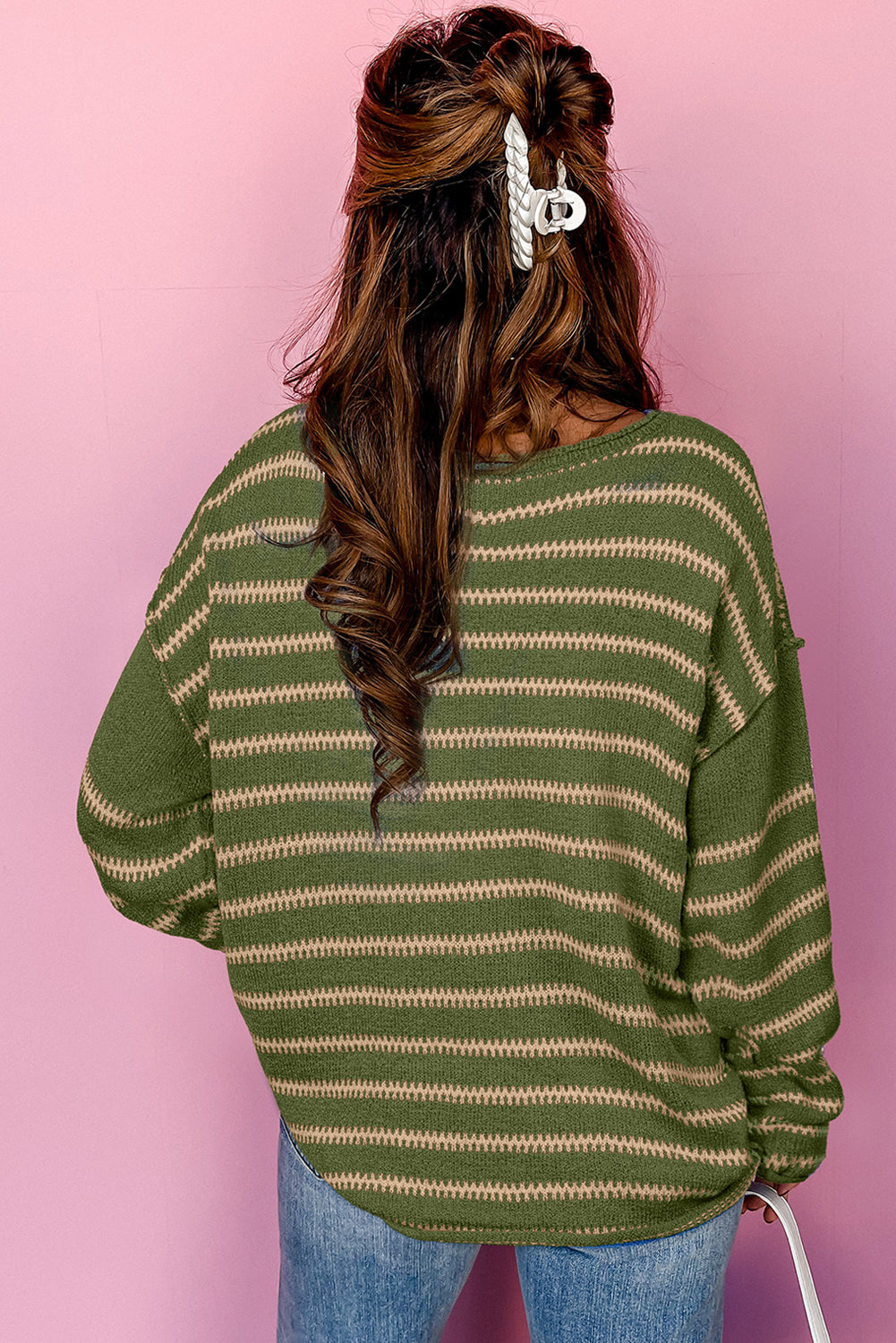 Stripe Drop Shoulder Casual Sweater