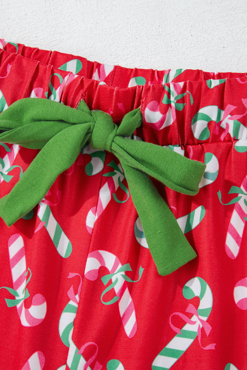 Christmas Candy Cane Print Pocketed Knotted Pajama Set