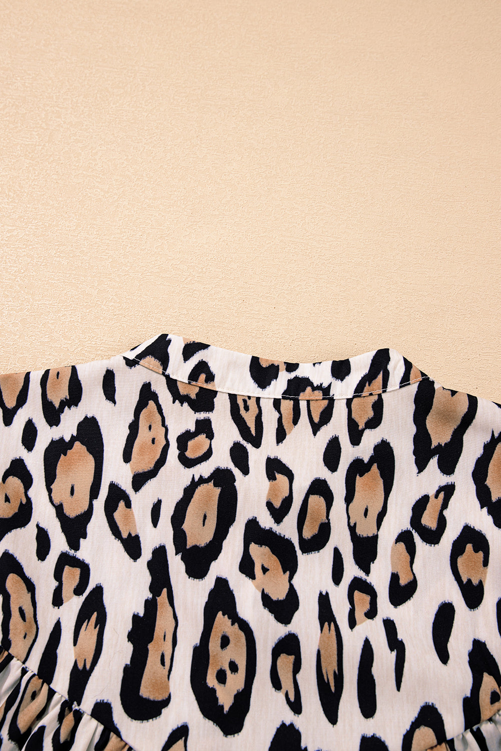 Oversized Leopard Print Balloon Sleeve Casual Shirt