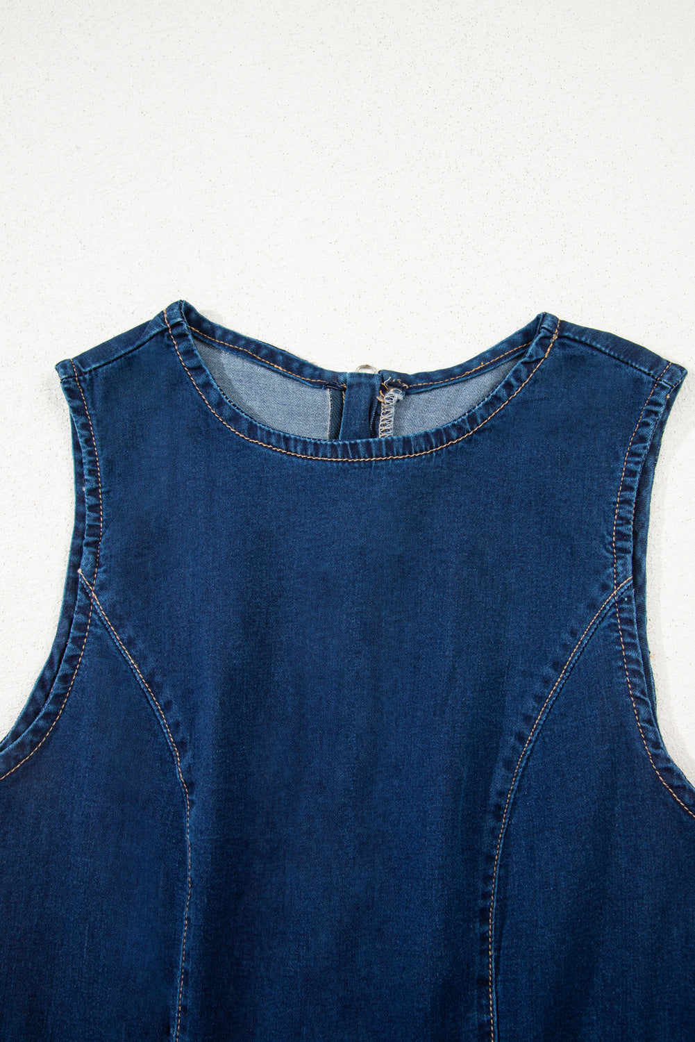 Sleeveless Zipped Bodycon Denim Short Dress