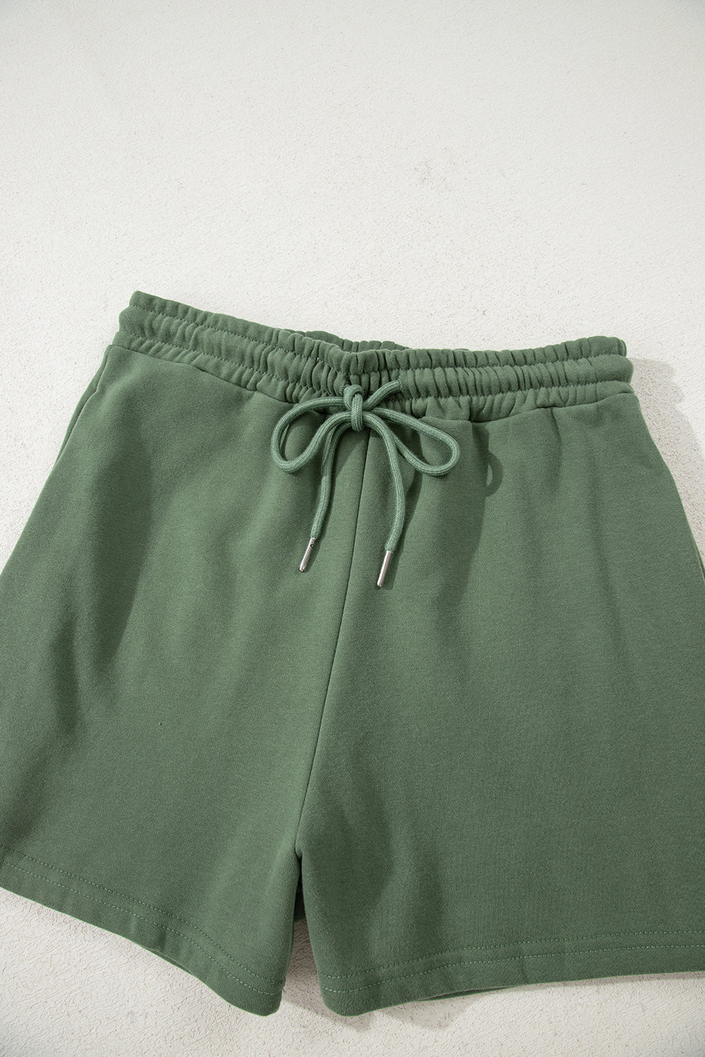 Button Drawstring Hooded Pullover and Casual Short Set