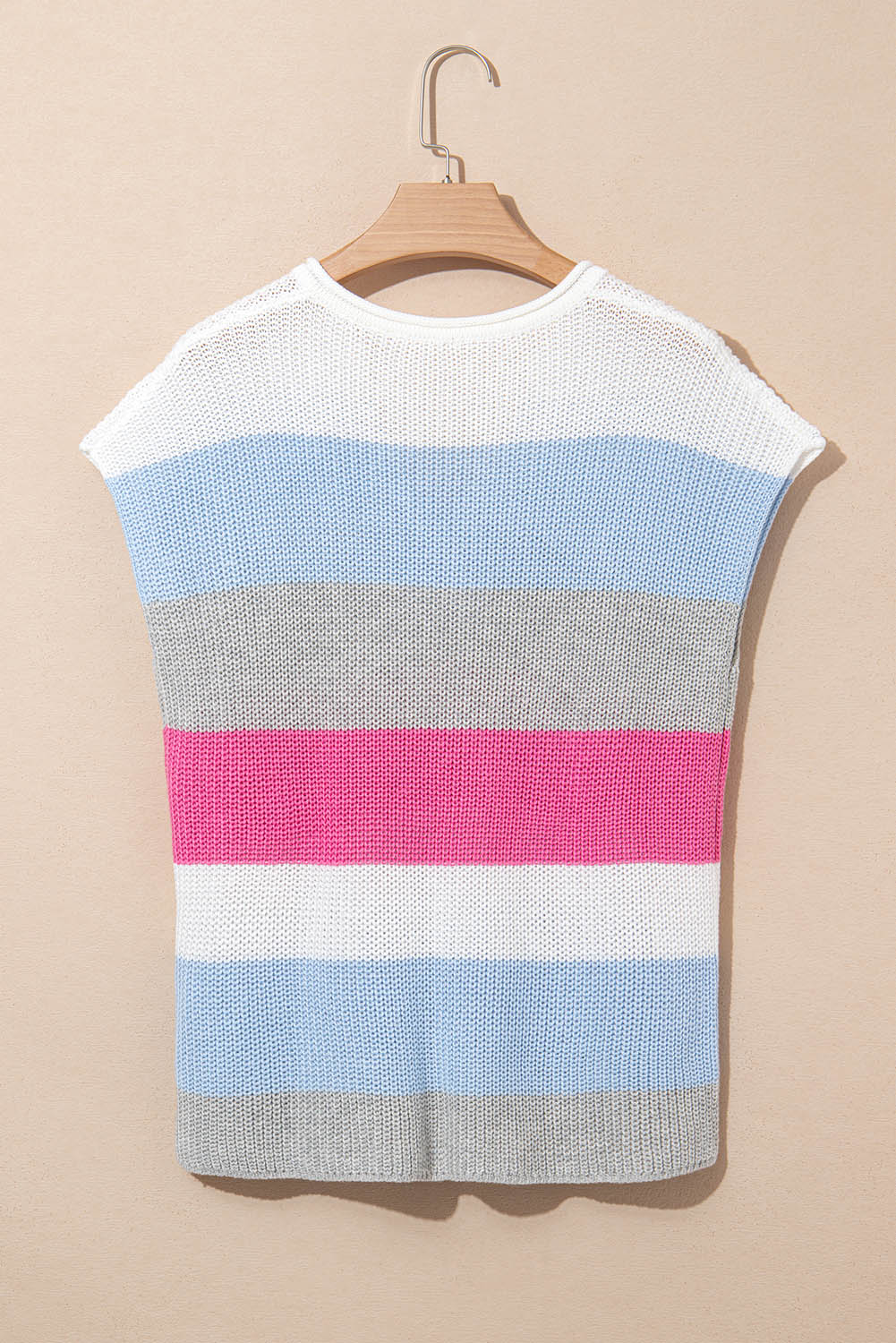 Color Block Notch V Neck Sweater T Shirt