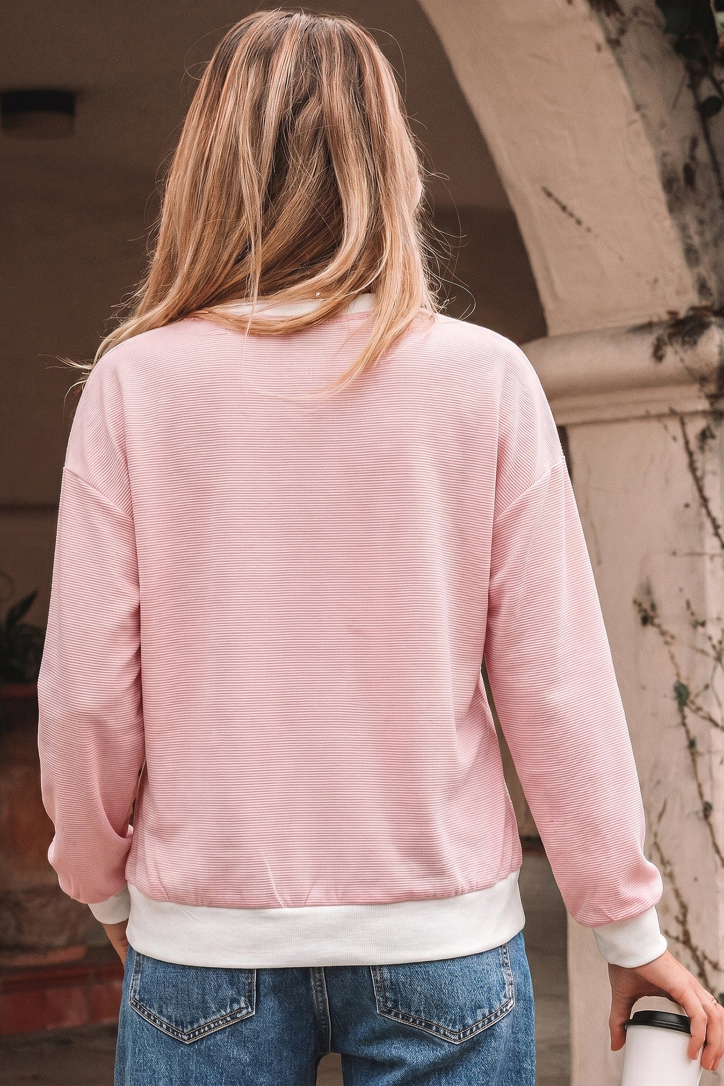 Contrast Edge Patchwork Long Sleeve Top