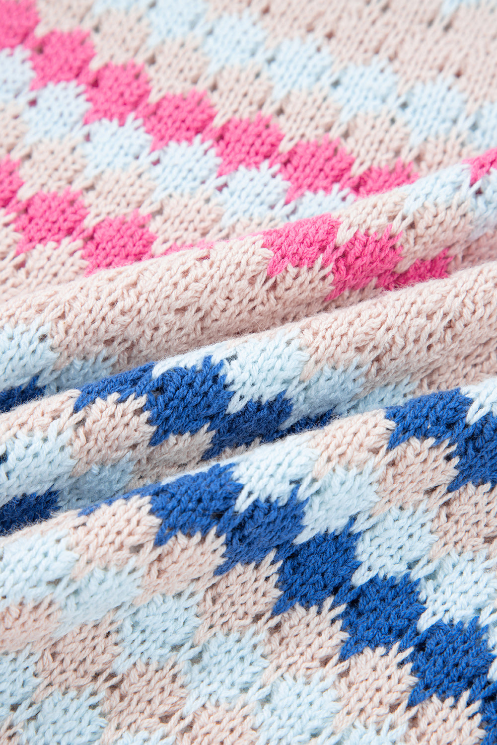 Stripe Eyelet Patterned Drop Shoulder Sweater