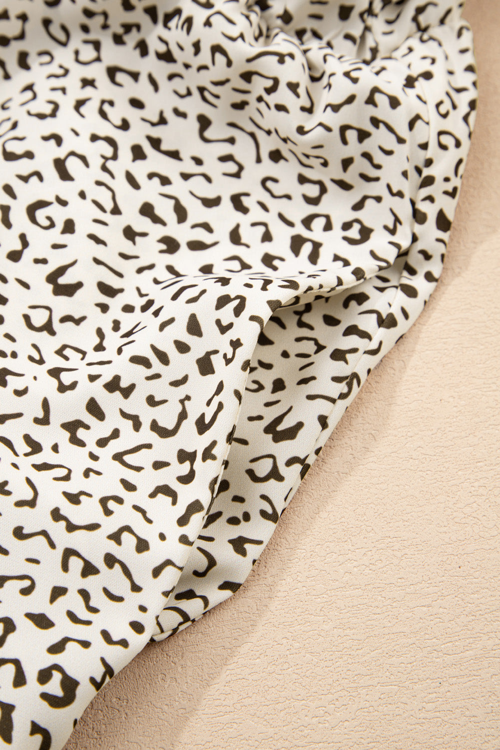 Plus Size Leopard Print Frill Trim Short Sleeve Flared Dress