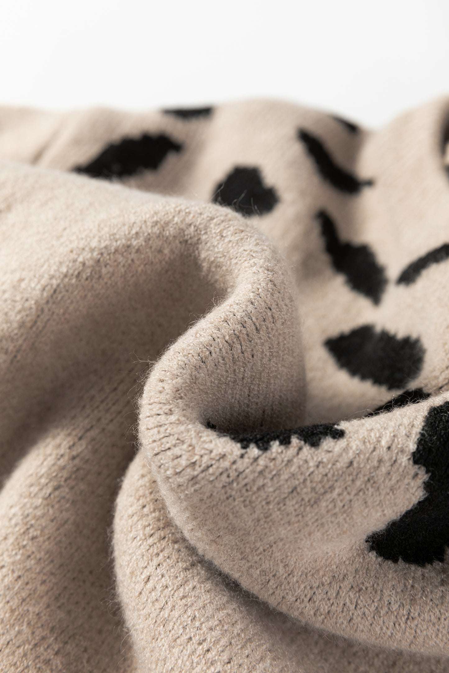 Leopard Striped Detail Drop Shoulder Sweater