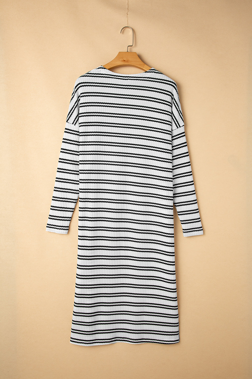 Stripe Print Open Front Duster Cardigan