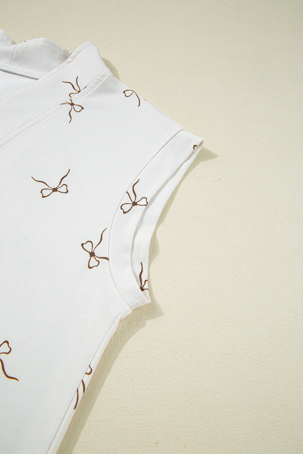 Bow Print Half Zip Tank and Shorts 2pcs Set