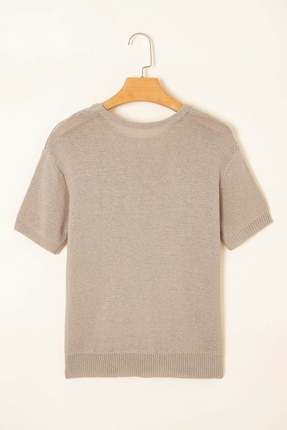 Shiny Knitted Short Sleeve Drop Shoulder Sweater