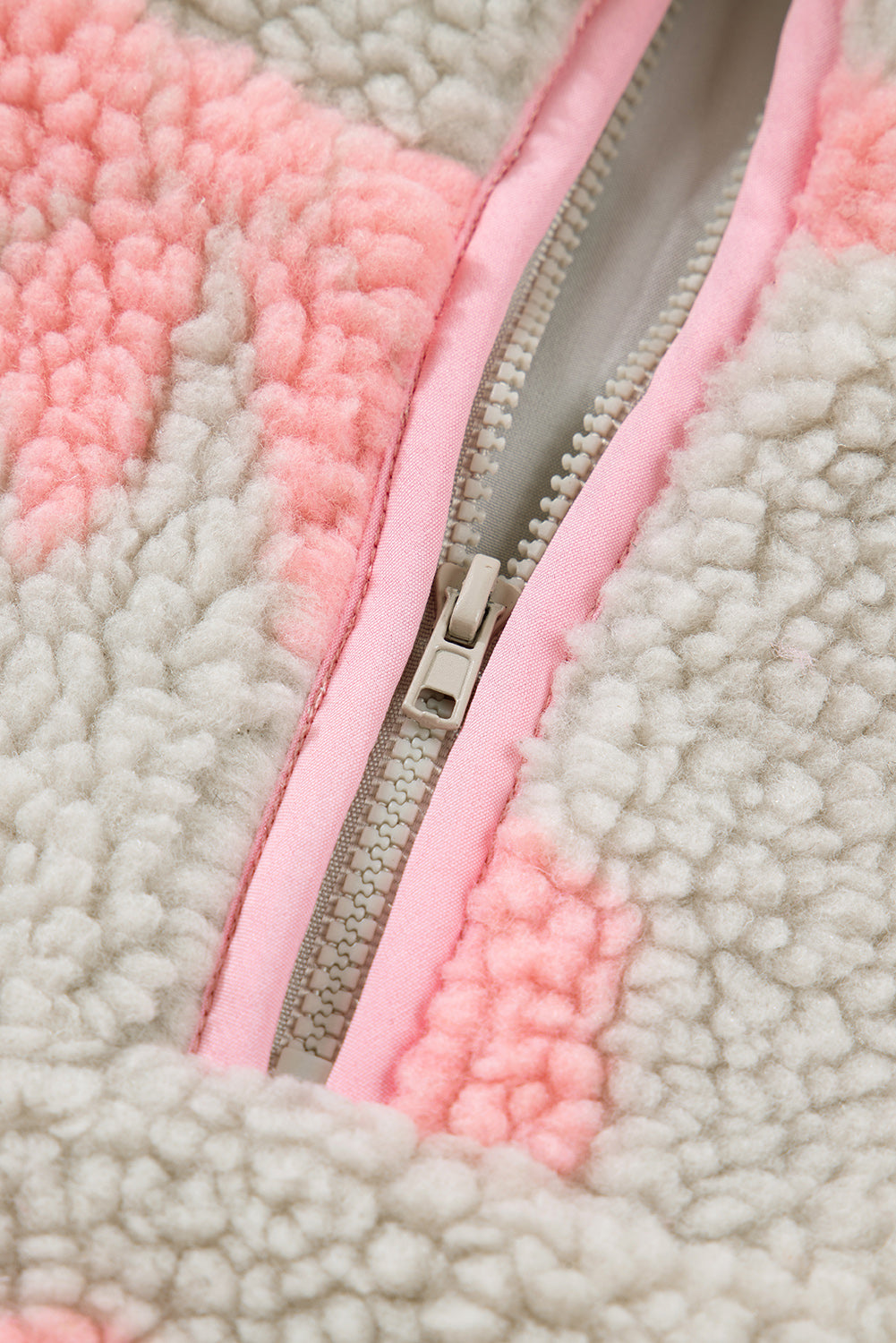 Sherpa Quarter Zip Drop Shoulder Baggy Sweatshirt