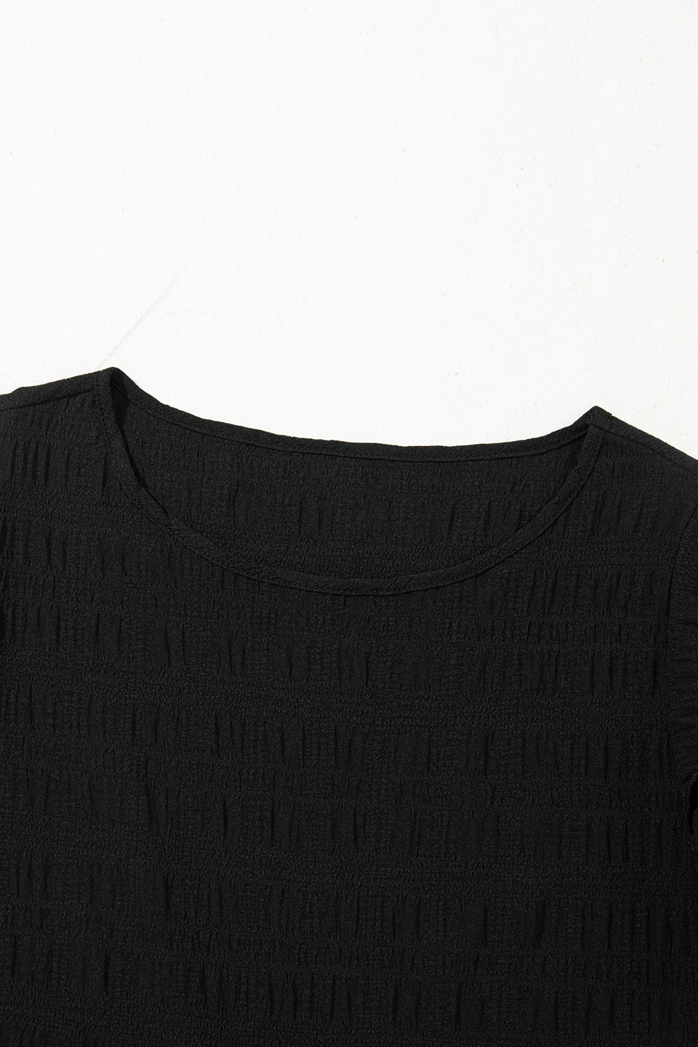 Textured Ruffled Sleeve Round Neck Top