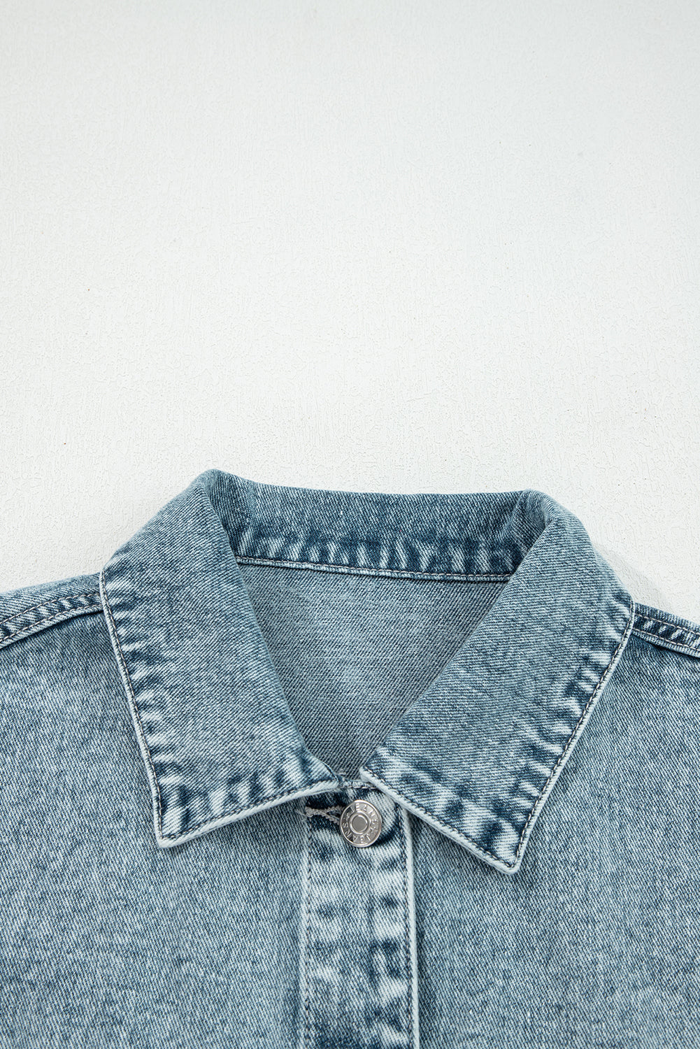 Button Flap Pocket Frayed Detail Denim Vest