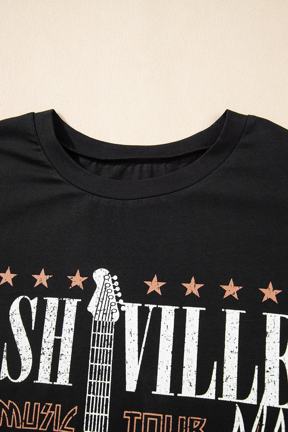 Nashville Guitar Print Crew Neck T Shirt Mini Dress