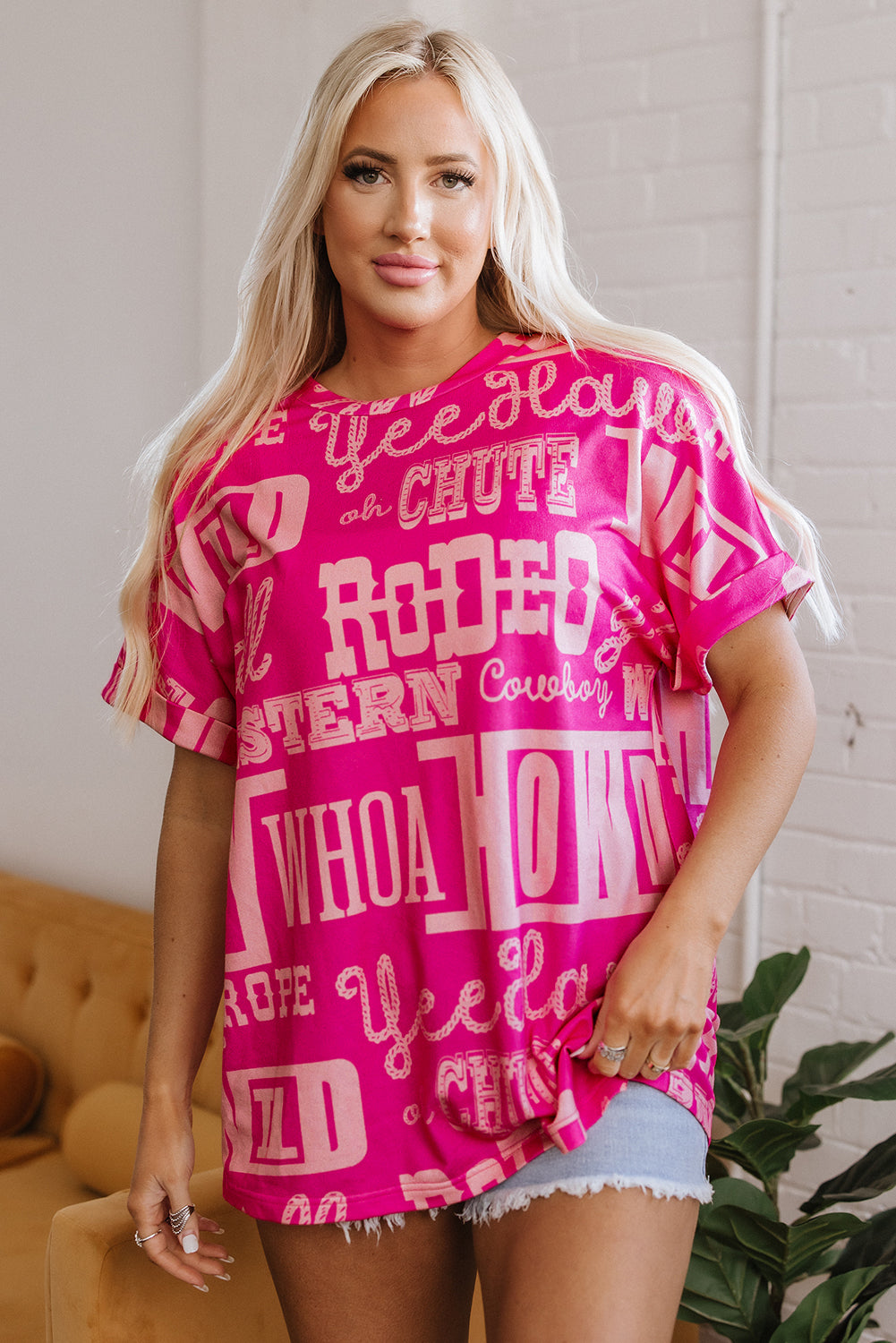 Howdy Cowboy Letter Printed Western Fashion Tee