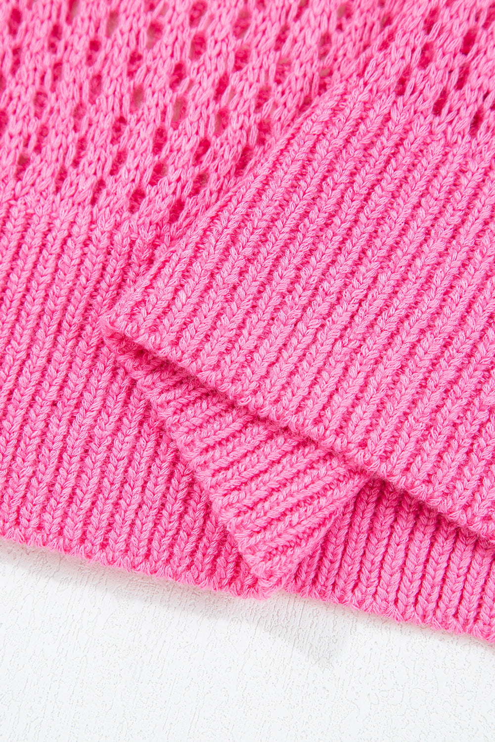 Sweet Bow Decor Hollow Out Knitted Drop Shoulder Sweater