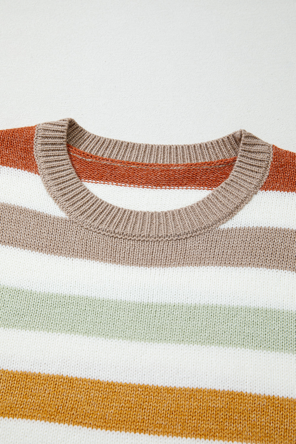Striped Colorblock Drop Shoulder Plus Size Sweater