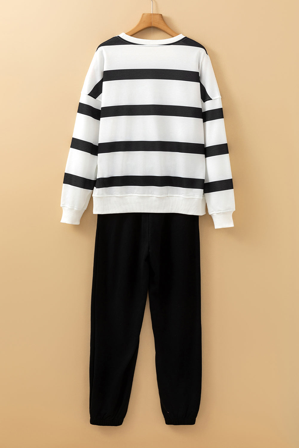 Stripe Drop Shoulder Pullover and Jogger Pants Set