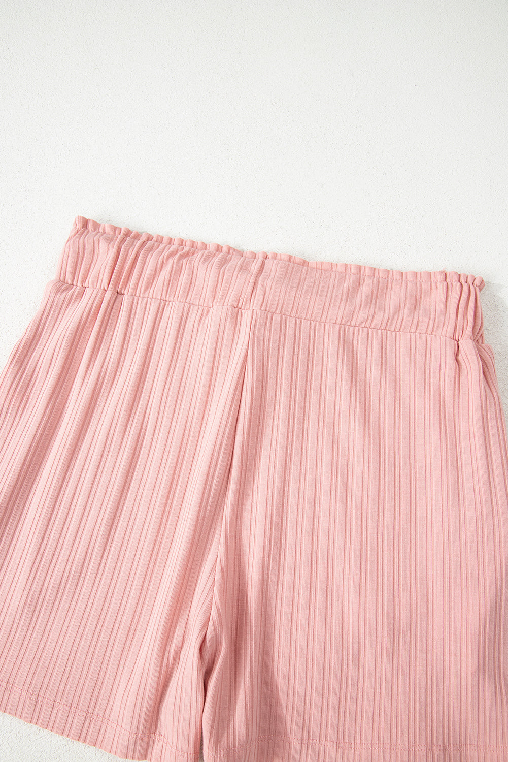 Ribbed Button V Neck Tank Top and Shorts Set