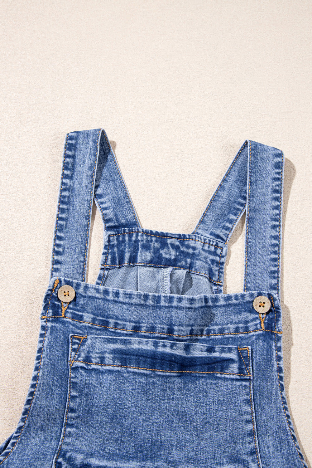 Mineral Wash Buttoned Straps Wide Leg Denim Overalls