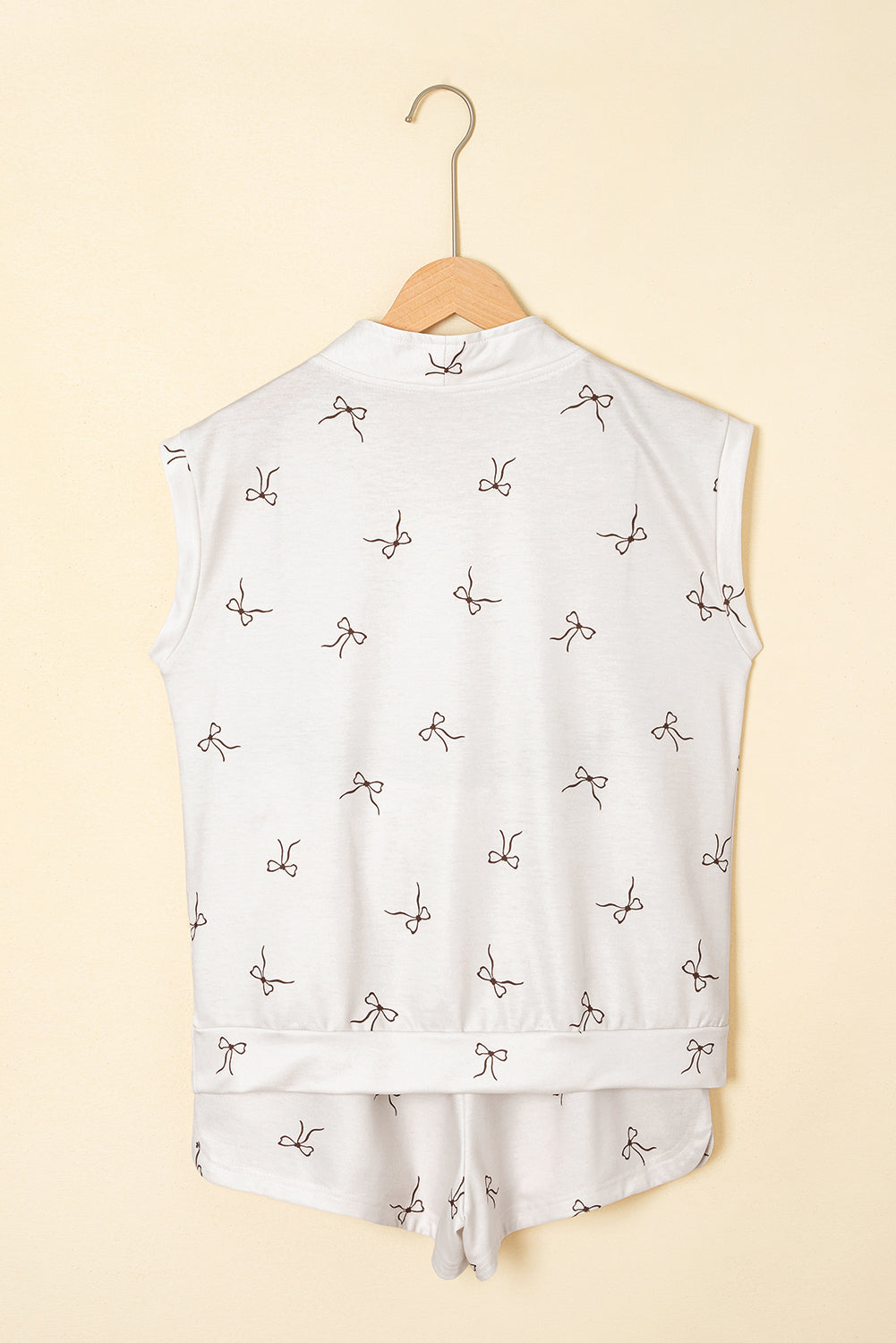 Bow Print Half Zip Tank and Shorts 2pcs Set
