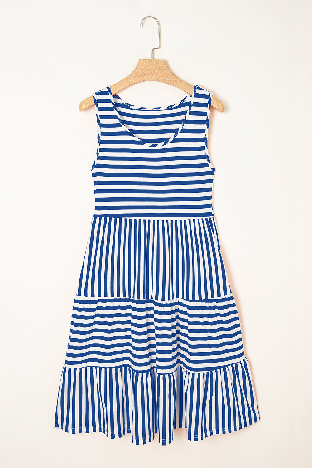 Stripe U Neck Sleeveless Loose Fit Mini Dress