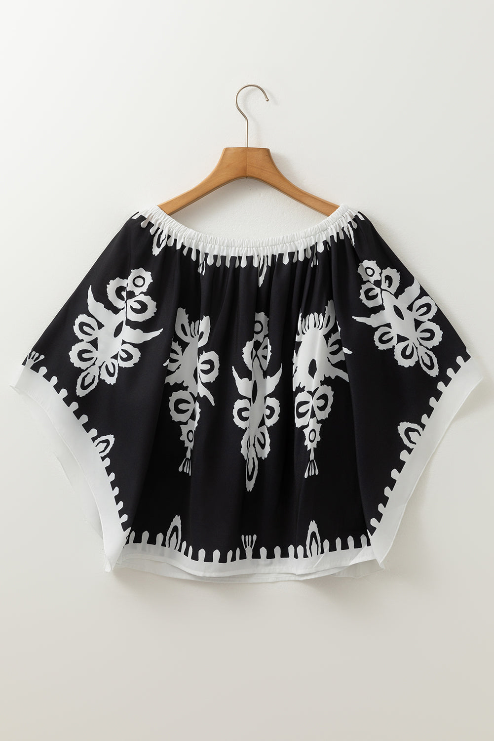 Tribal Printed Off Shoulder Loose Sleeve Blouse