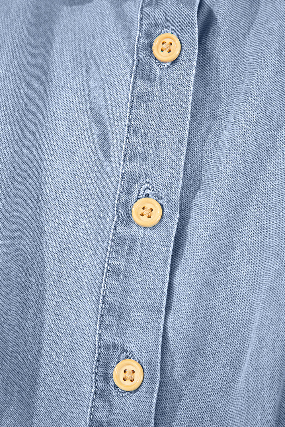 Denim Pleated Slim Waist Short Sleeve Shirt Dress