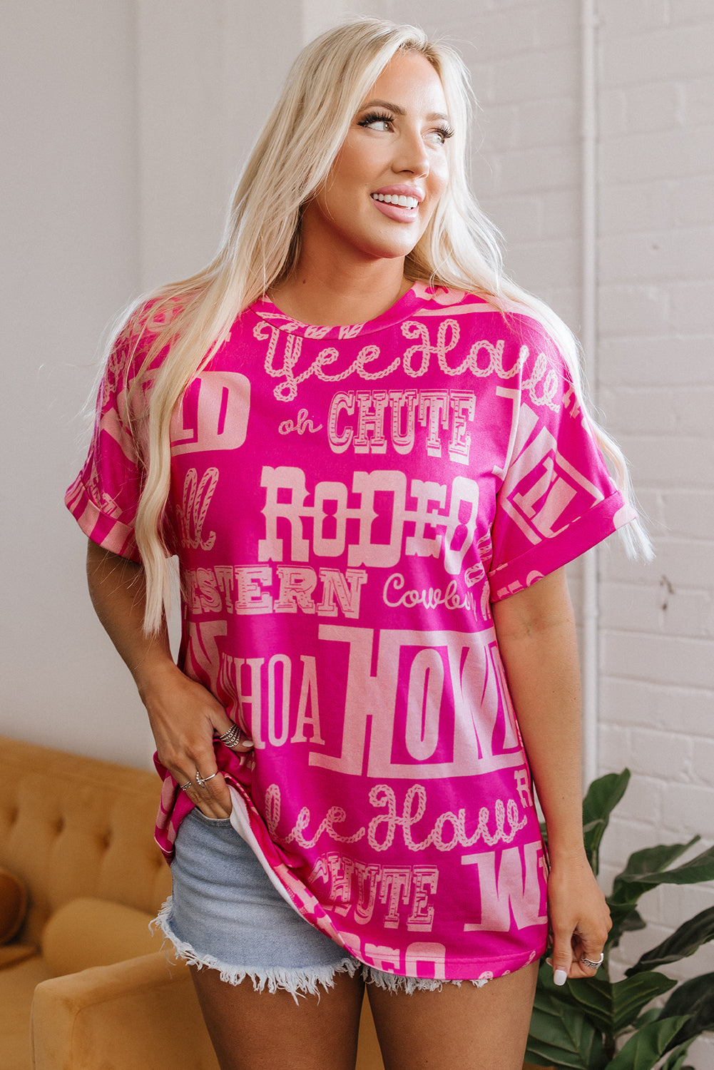 Howdy Cowboy Letter Printed Western Fashion Tee