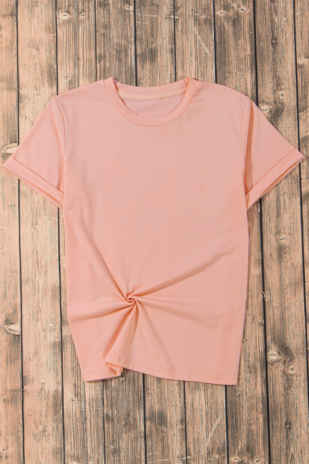 Casual Plain Crew Neck Tee