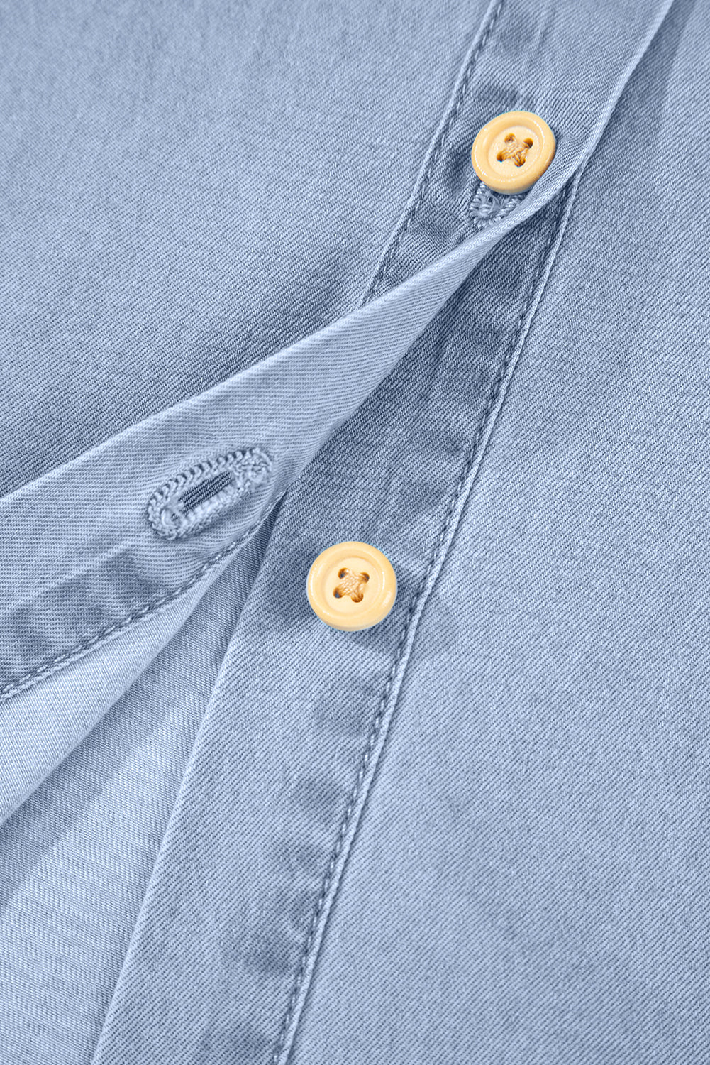 Denim Pleated Slim Waist Short Sleeve Shirt Dress