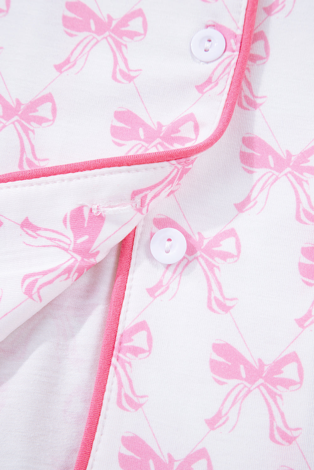 Bow Print Long Sleeve Shirt and Pants Soft Pajama Set