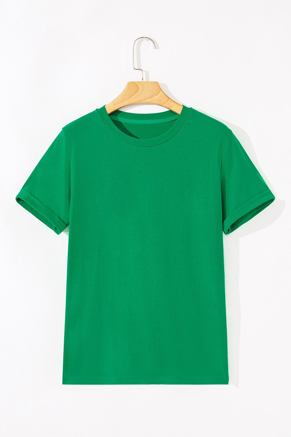 Casual Plain Crew Neck Tee